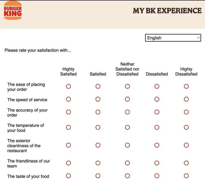 Burger King Survey (START NOW)